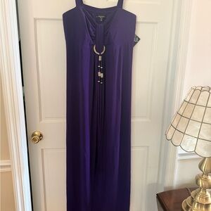 Dress Barn Purple Maxi Dress with Tassel Ring Accent